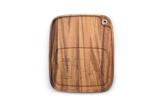 Ironwood Acacia Wood Cow Engraved BBQ Plate 28101E333