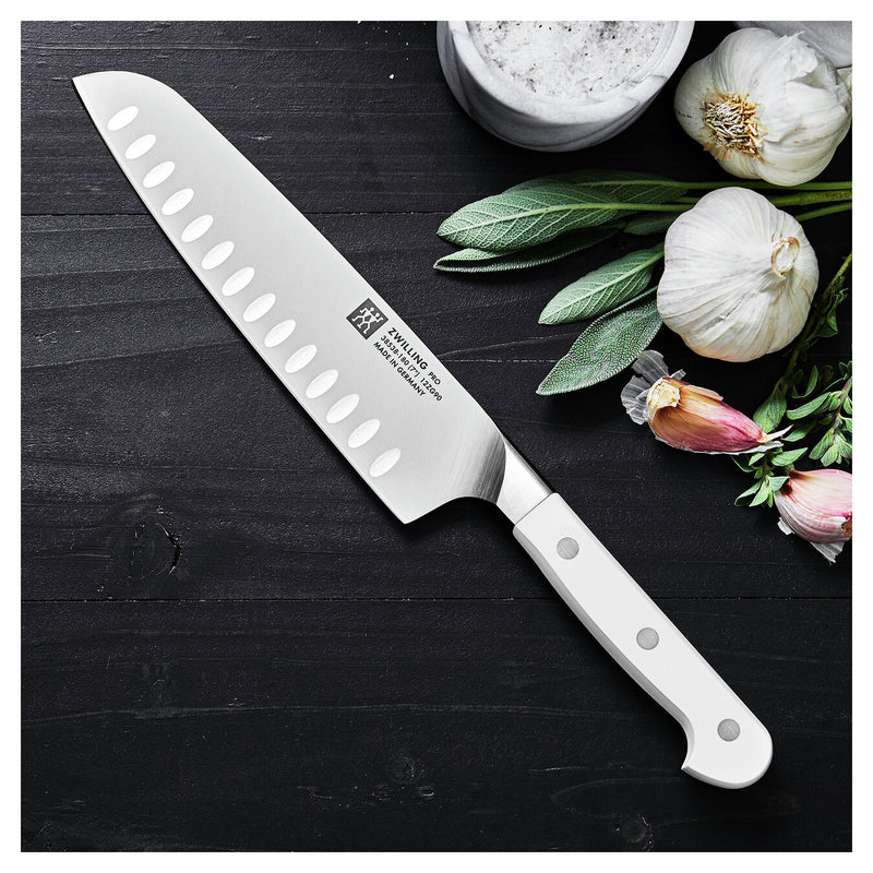 Load image into Gallery viewer, Zwilling Pro Le Blanc 7" Hollow Edge Slim Santoku Knife

