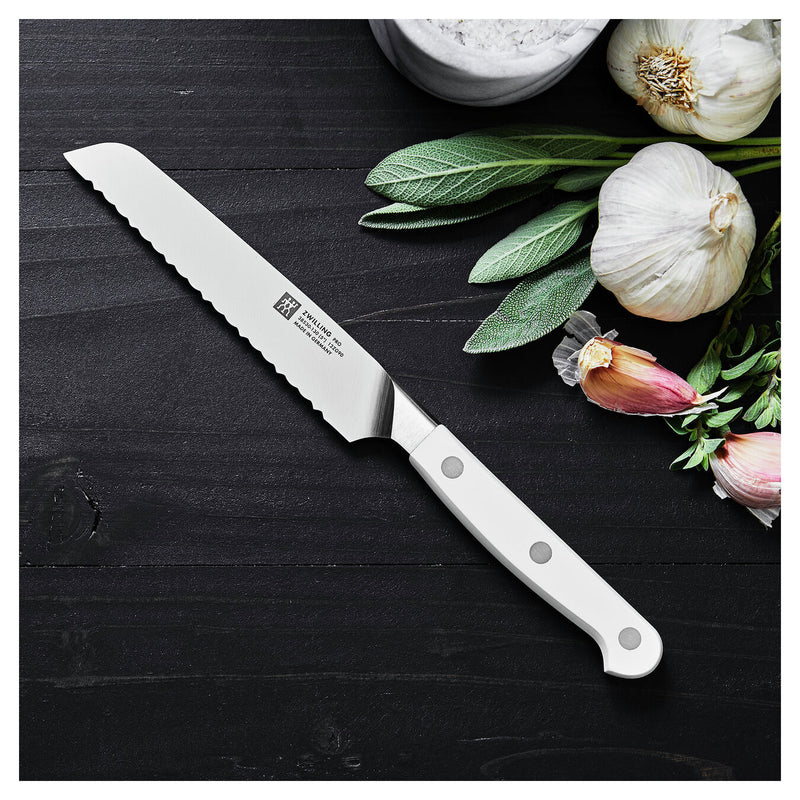 Load image into Gallery viewer, Zwilling Pro Le Blanc 5" Serrated Utility Knife

