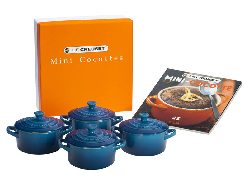 Load image into Gallery viewer, Le Creuset Mini Cocottes Set/4 W/ Cookbook
