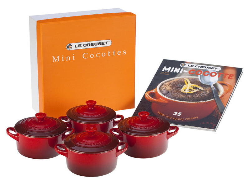 Load image into Gallery viewer, Le Creuset Mini Cocottes Set/4 W/ Cookbook
