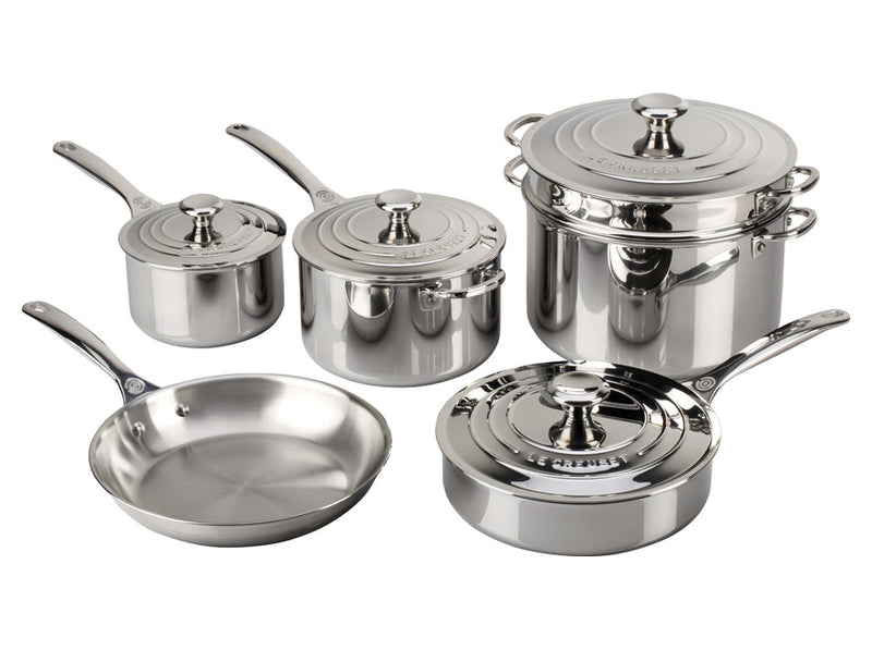 Load image into Gallery viewer, Le Creuset 10-Piece Stainless Steel Set

