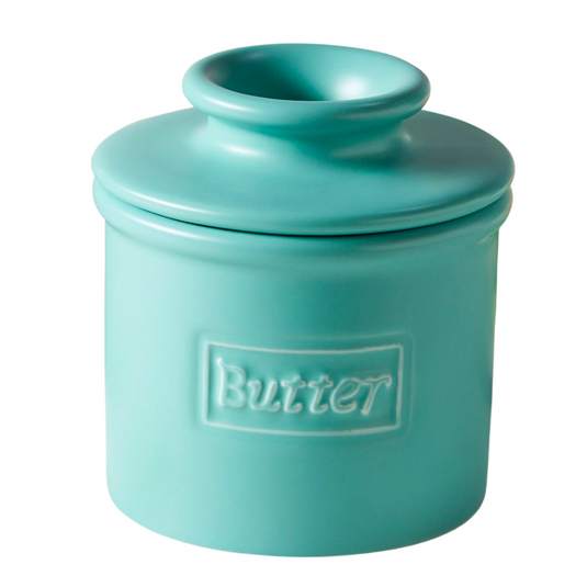 Matte Aqua Cafe Butter Bell Crock