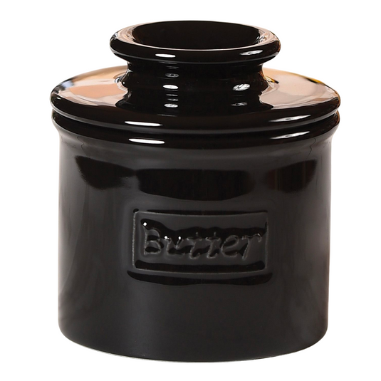 Midnight Black Cafe Retro Butter Bell Crock