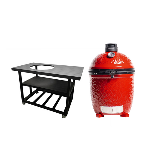 PCE Aluminum Top/Frame Knockdown Grilling Table Complete Package - Grill Included