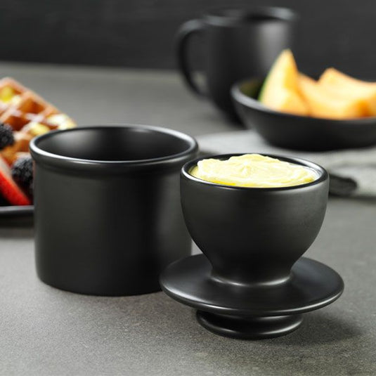 Classic Retro Matte Black Butter Bell Crock