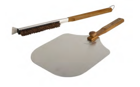 Pizzacraft Pizza Oven Accessories with Acacia Wood Handles – Brush and 12” Peel