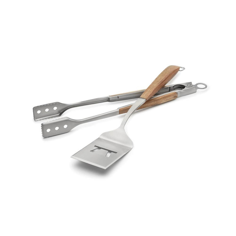 Load image into Gallery viewer, Outset Jackson Acacia Wood Grill Spatula &amp; Locking Tongs Set

