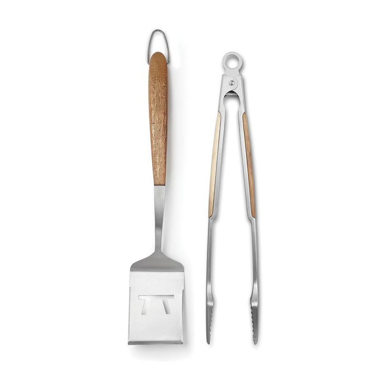 Load image into Gallery viewer, Outset Jackson Acacia Wood Grill Spatula &amp; Locking Tongs Set
